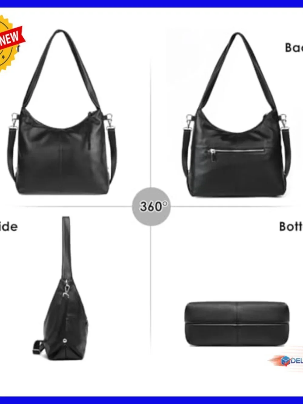Large Genuine Leather Hobo Tote with Removable Strap, Spacious Shoulder Bag